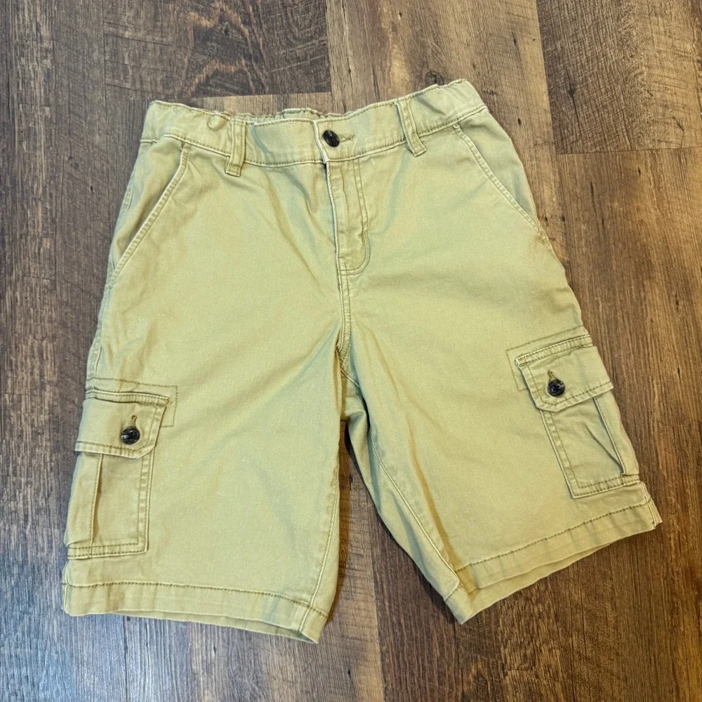 Arizona Jean Co Khaki Cargo Shorts Boys 16 Husky Tan‎ Adjustable Waist Utility
